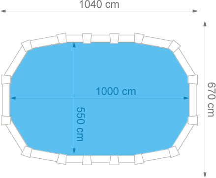 Piscina fuori terra in acciaio GRE Ovale HAITI KITPROV10288 - Dimensioni